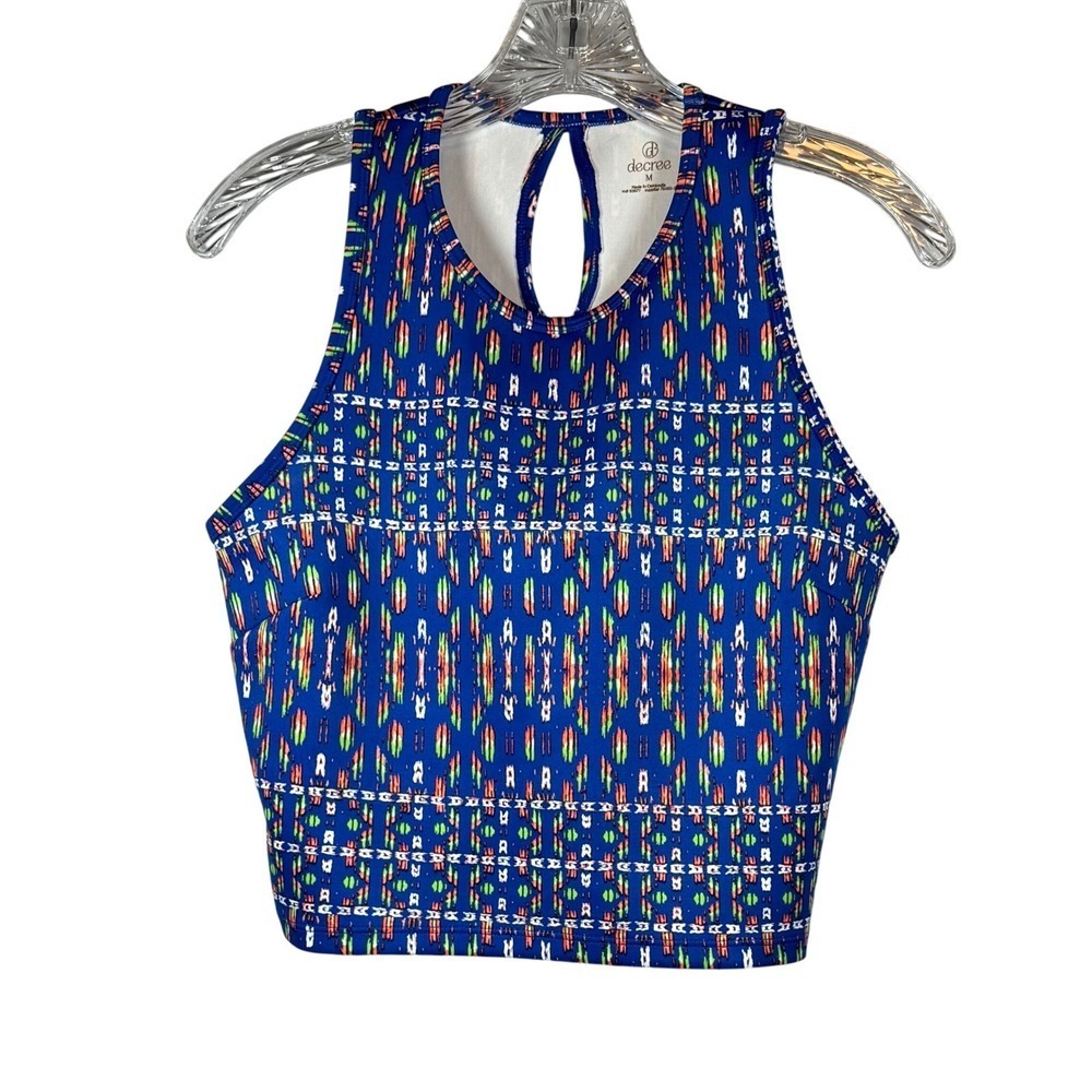 Decree Cropped Tank, Geometric Tribal Print, Size Medium